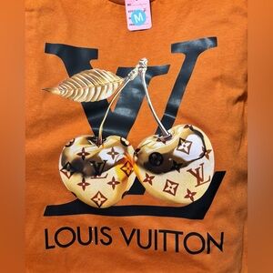 NEW Size Medium Louis Vuitton Orange Logo Cherry Graphic Tee